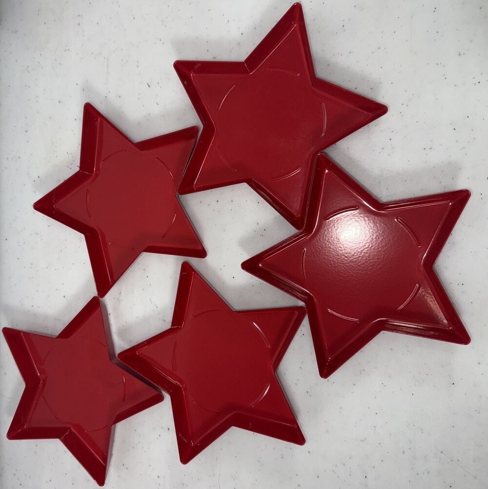 IKEA VINTER 2018 Red Star Candle Holders Coasters Metal Holiday Set of 5